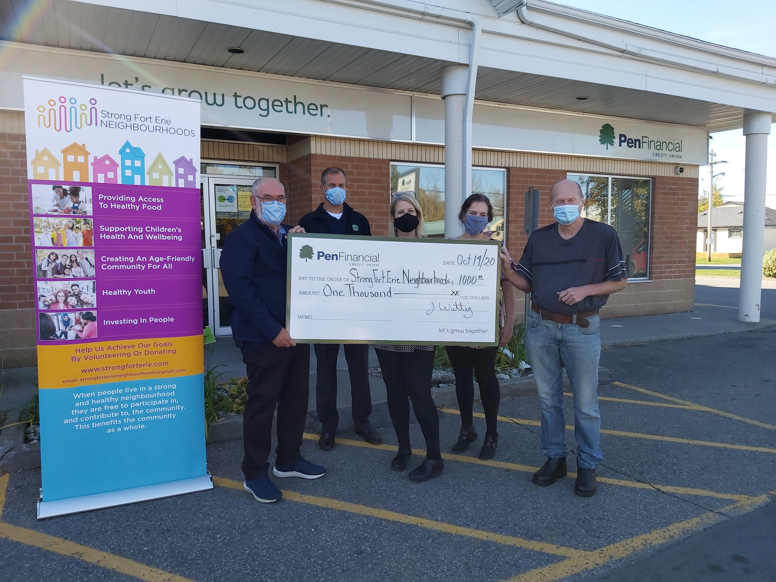 Strong Fort Erie Neighbourhood was the very happy recipient of a cheque for $1,000